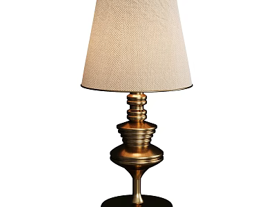 Elegant Table Lamp With Gold Metal Base And Cream Fabric Shade Design 3d model