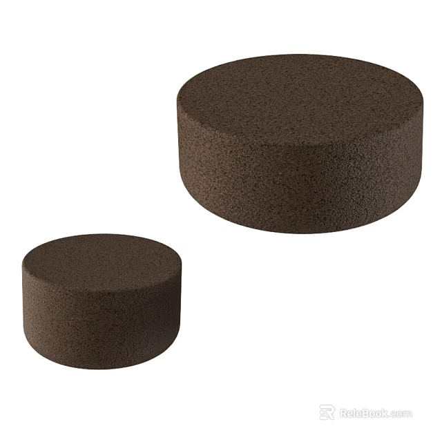 Two Round Brown Stools With Smooth Surface And Simple Design For Home Use 3d model 