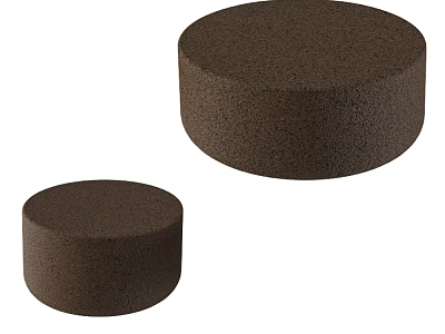 Two Round Brown Stools With Smooth Surface And Simple Design For Home Use 3d model