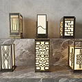 Chinese Style Outdoor Lanterns Featuring Intricate Cutout Patterns Metal Frames And White Panels