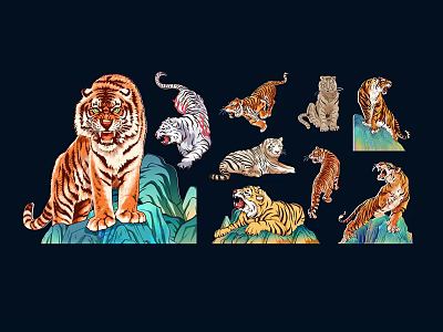 tigers white tigers fierce tigers northeast tigers south china tigers wild tigers 3d model