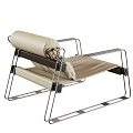 Modern Leisure Chair With Beige Padded Cushions And Stylish Metal Frame Design
