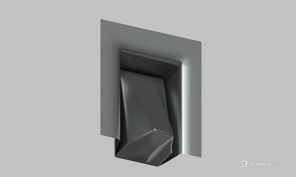 Modern Abstract 3D Metallic Sculpture With Geometric Folded Design And Grey Panel 3d model 