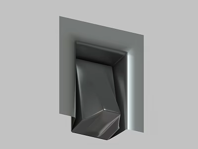 Modern Abstract 3D Metallic Sculpture With Geometric Folded Design And Grey Panel 3d model