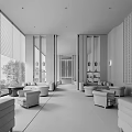 Elegant Modern Hotel Public Lounge Interior With Plush Sofas And Gold Accent Walls