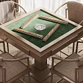 New Chinese Mahjong Table and Chair Mahjong Table and Chair Combination 3d model