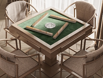 New Chinese Mahjong Table and Chair Mahjong Table and Chair Combination 3d model