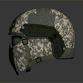 Military Weapon Tactical Helmet with Green Camouflage Pattern Goggle and Face Mask