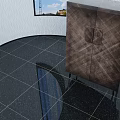 Dark Brown Diamond Pattern Double Door Wardrobe In Modern Room With Patterned Wall