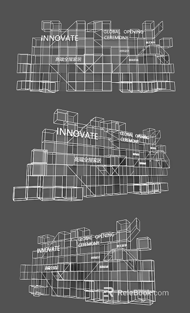 Innovate Collaborate Create Explore High End Global Project Architectural Wireframe Design 3d model 