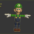 3D Character Design With Green Hat Blue Overalls White Gloves And Outstretched Arms