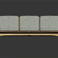 Modern Three Seater Sofa With Wooden Frame And Light Gray Cushions