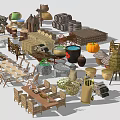 Creative Wooden Ornament Decoration Set With Various Sculptures And Display Stands
