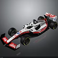 HAAS Formula One Racing Car White Red Aerodynamic Design With Black Tires Sleek Livery
