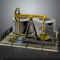 Industrial Oilfield Equipment Setup With Yellow Pump Jacks Large Storage Tanks And Blue Control Panel