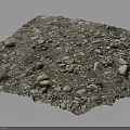Natural Ground Surface Covered With Small Pebbles And Loose Dry Soil 3d model