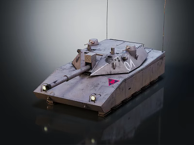 3D Rendered Military Tank With Metallic Surface Cannon Antennas And Red Marking 3d model