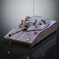 3D Rendered Military Tank With Metallic Surface Cannon Antennas And Red Marking