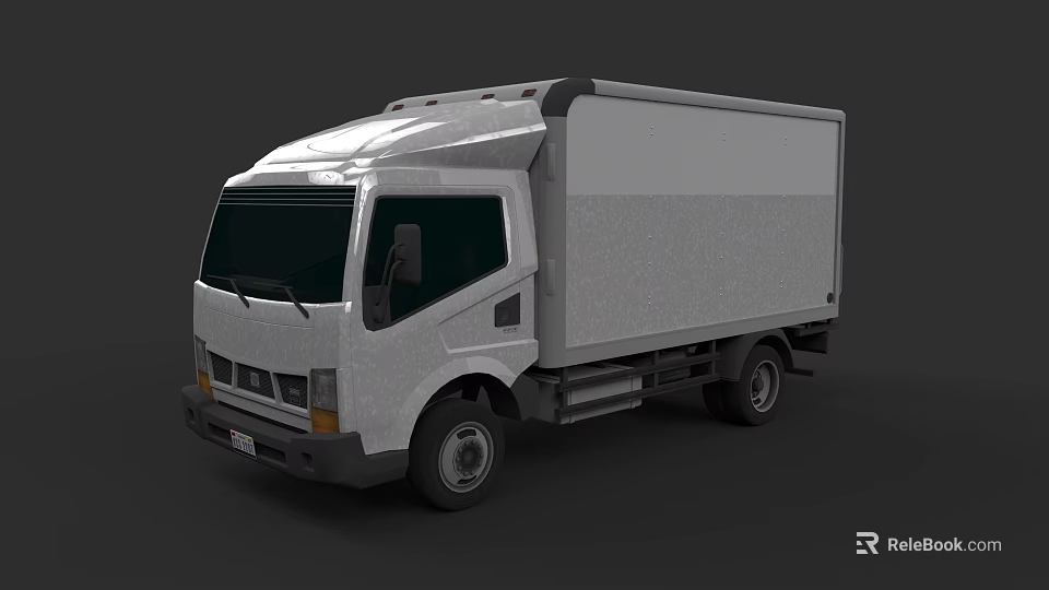 Modern White Box Truck For Commercial Cargo Delivery And Transport 3d model 