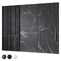 Modern Black Wall Design With Marble Texture And Metal Stripes Accents