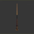 3D Mythical Horned Creature Character With Orange Black Skeletal Body And Long Tail