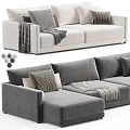 White and Gray Sectional Sofa with Decorative Pillows Throw Blanket Multiple Color Options Modern Design 3d model