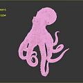 Vibrant Pink Octopus Figurine With Curled Tentacles On Shiny Surface 3d model