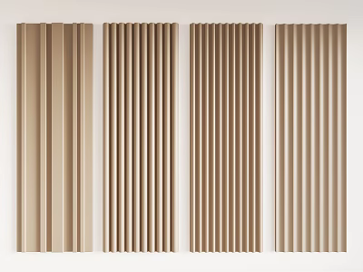 Light Brown Wall Panels With Vertical Grooves For Modern Interior Design 3d model