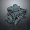 Detailed 3D Rendered Engine Model Featuring Mechanical Parts And Pipes