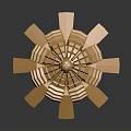 Ornamental Golden Dome Tower Structure With Supporting Panels And Shiny Brass