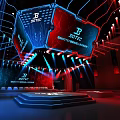 Tech Inspired Stage With Red Blue Lights And Lasers 3d model