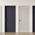 Different Panel Hinged Doors In White And Dark Colors For Interior Design 3d model