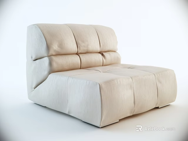 Beige Single Sofa With Modular Design And Comfortable Seating For Modern Living Room 3d model