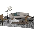 Quiet Sofa Tea Table Combination Sofa Coffee Table 3d model
