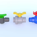 Different Colored Pipe Valves With Green Yellow Red Handles For Plumbing Systems