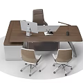 Modern Office Desk Setup With Computer Monitor Desk Lamp And Ergonomic Chairs