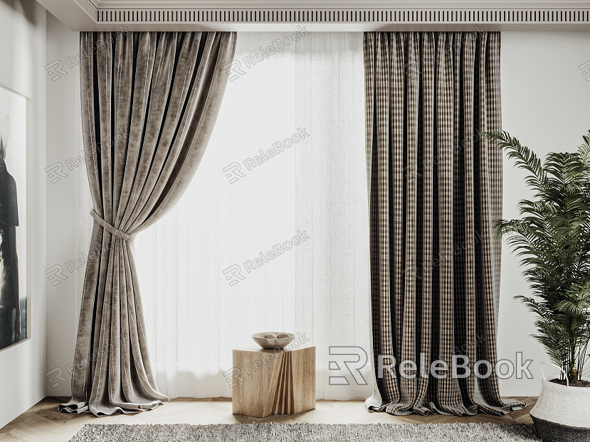 Modern curtain gauze combination model