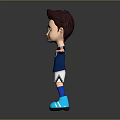 Cartoon Football Player in Blue Jersey with Number 10 White Shorts and Arms Outstretched