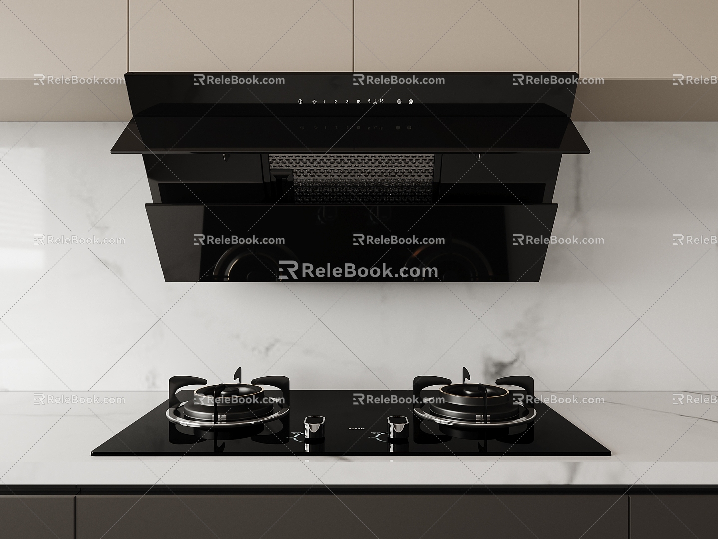 Range Hood Stove Combination Stove Side Range Hood 3d model