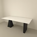 Modern Minimalist Dining Table With White Tabletop And Black Supporting Legs 3d model
