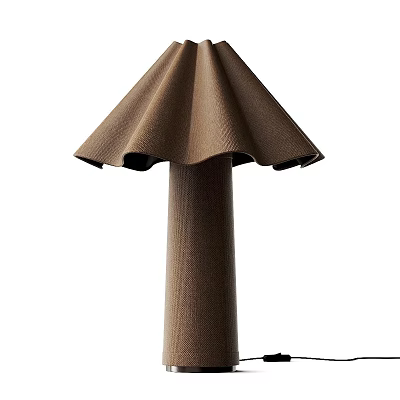 Brown Woven Textured Table Lamp With Conical Shade And Cylindrical Base 3d model