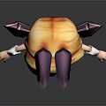 3D Cartoon Character With Rabbit Ears Long Blonde Hair Bow And Bodysuit