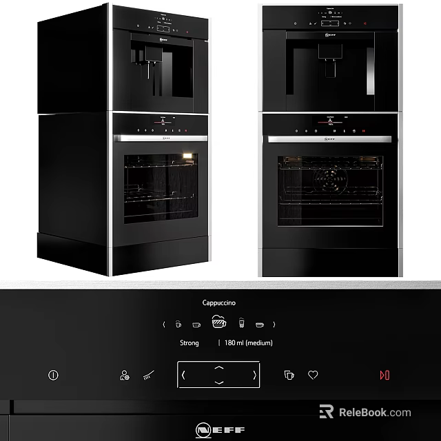 Modern Black Built in Ovens as Stylish Kitchen Appliances with Glass Doors 3d model 