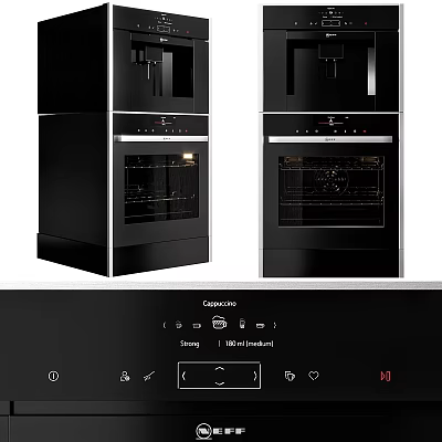 Modern Black Built in Ovens as Stylish Kitchen Appliances with Glass Doors 3d model