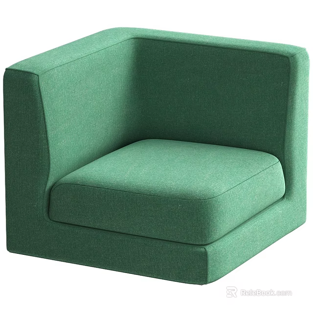 Green Single Sofa Modern Upholstered Design With Square Armrest And Comfortable Seat 3d model