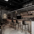 Modern Café Exterior Design With Glass Windows Signboard And Entrance Area