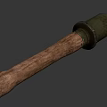 Vintage Military Weapon Featuring Cylindrical Metal Top And Wooden Handle Design