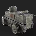 Vintage Military Tank With Tracks Wheels Turret And Gun Barrel Design