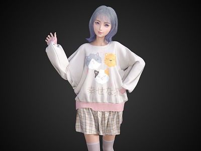 Modern Woman Cute Girl Temperament Beauty Model 3d model