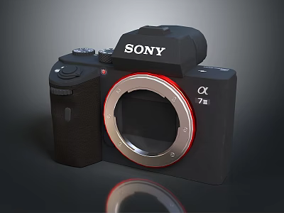 Sony Alpha 7 IV Mirrorless Camera with Black Body and Red Accent Lens Mount 3d model